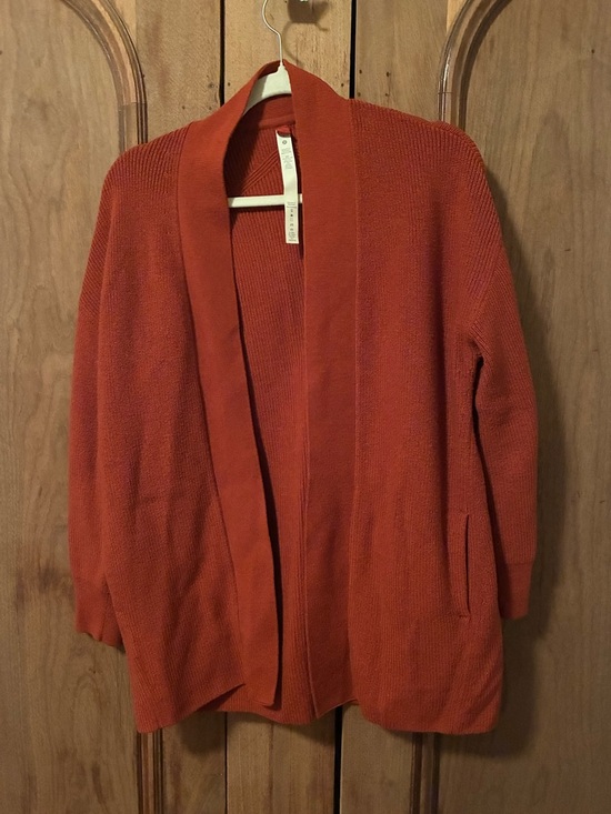 lululemon athletica Sweaters - lululemon athletica Open-Front Orange Knit Cardigan